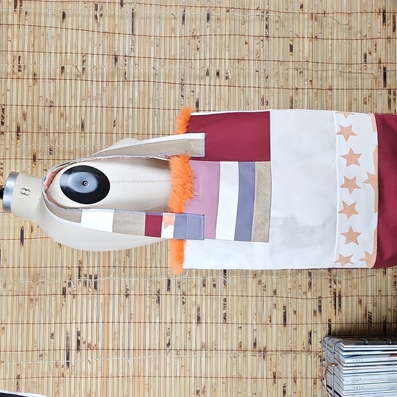 New Stars Patchwork Denim Faux Fur Tote Bag New and Upcycled Fabric - Picture 2 of 4